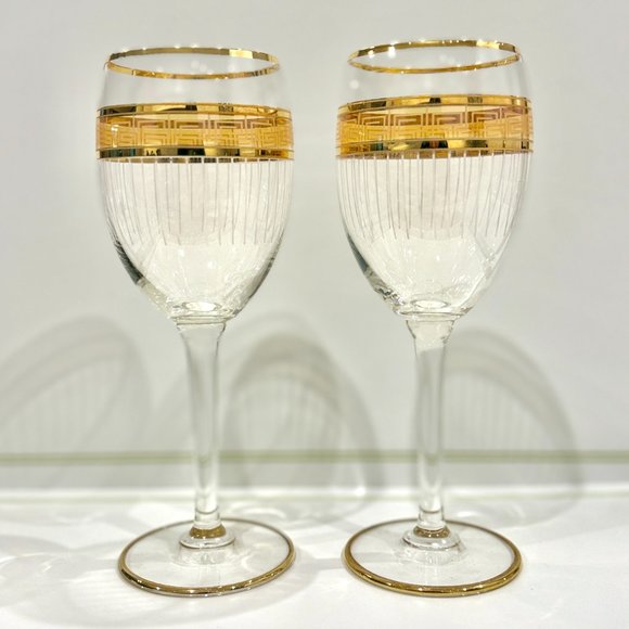 unknown Other - VTG Italian Gold Trimmed Crystal Stemware - Set of 2